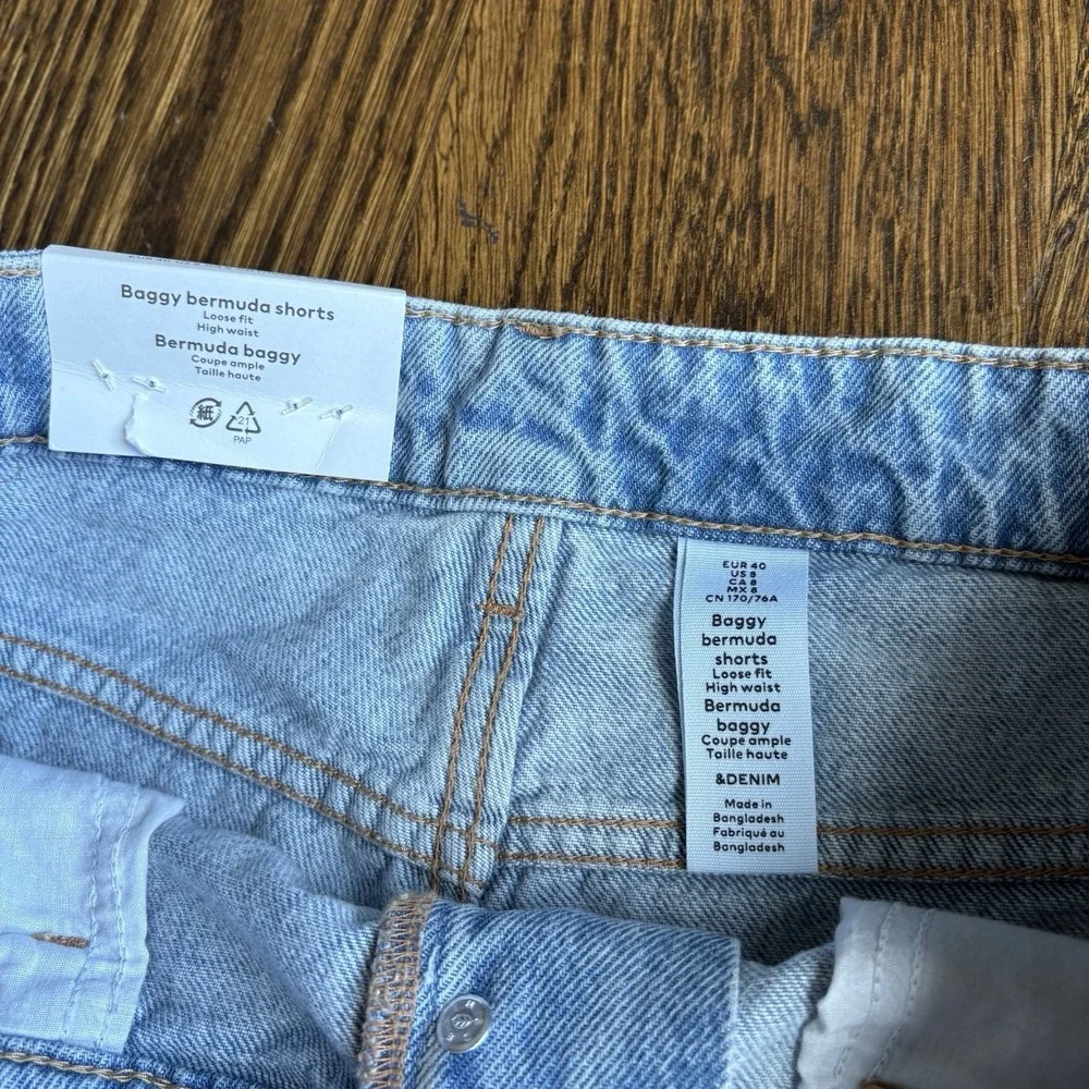 Classic High-Rise Light Blue Denim Shorts